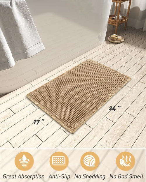 Waffle Bath Mat Ultra Absorbent Non Slip